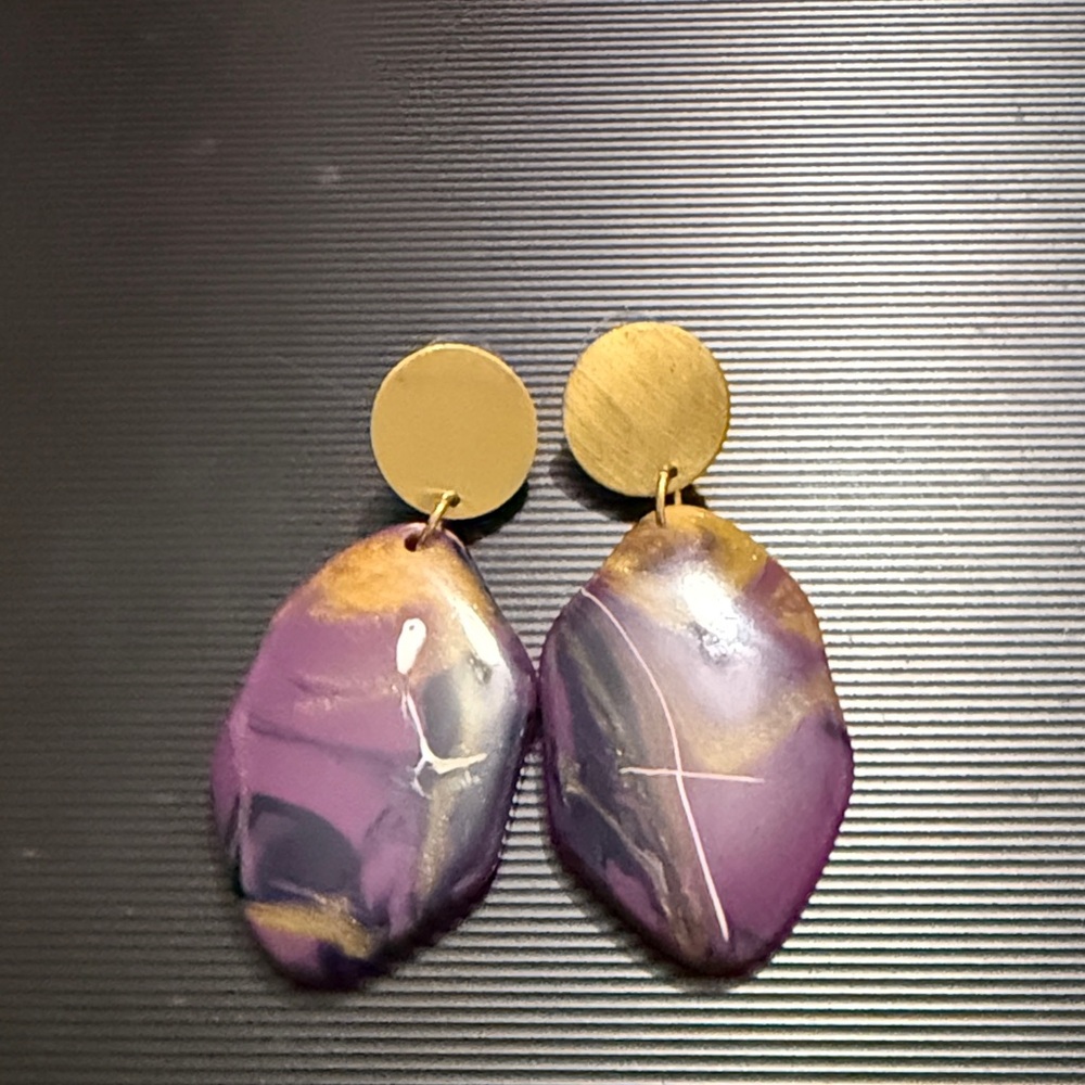 Sassy Jones Purple and Gold Statement Earrings